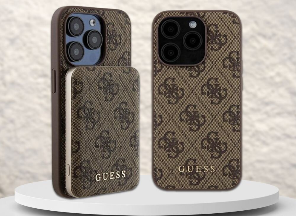 Etui GUESS 4G Metal Logo + powerbank ochrona ladowanie styl funkcjonalnosc telefon smartfon guess top marka ekskluzywnosc