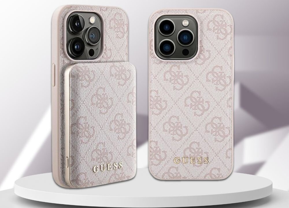 Etui GUESS 4G Metal Logo + powerbank ochrona ladowanie styl funkcjonalnosc telefon smartfon guess top marka ekskluzywnosc