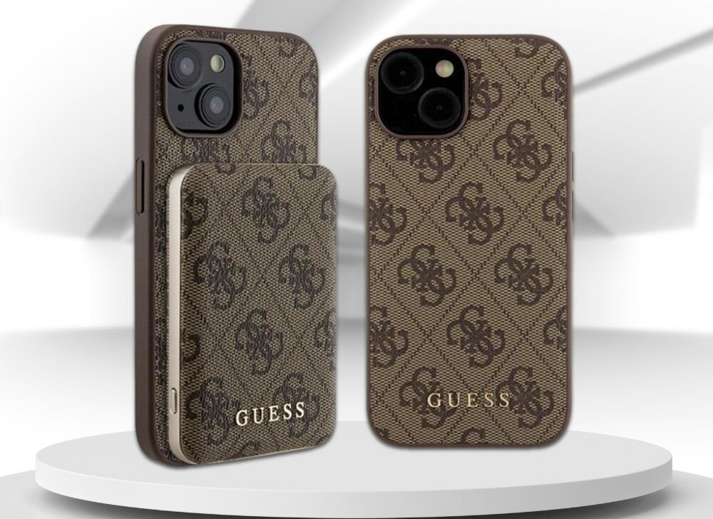 Etui GUESS 4G Metal Logo + powerbank ochrona ladowanie styl funkcjonalnosc telefon smartfon guess top marka ekskluzywnosc