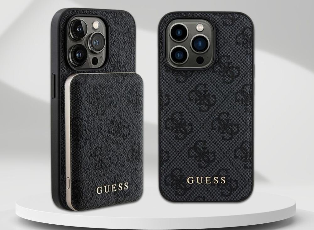 Etui GUESS 4G Metal Logo + powerbank ochrona ladowanie styl funkcjonalnosc telefon smartfon guess top marka ekskluzywnosc