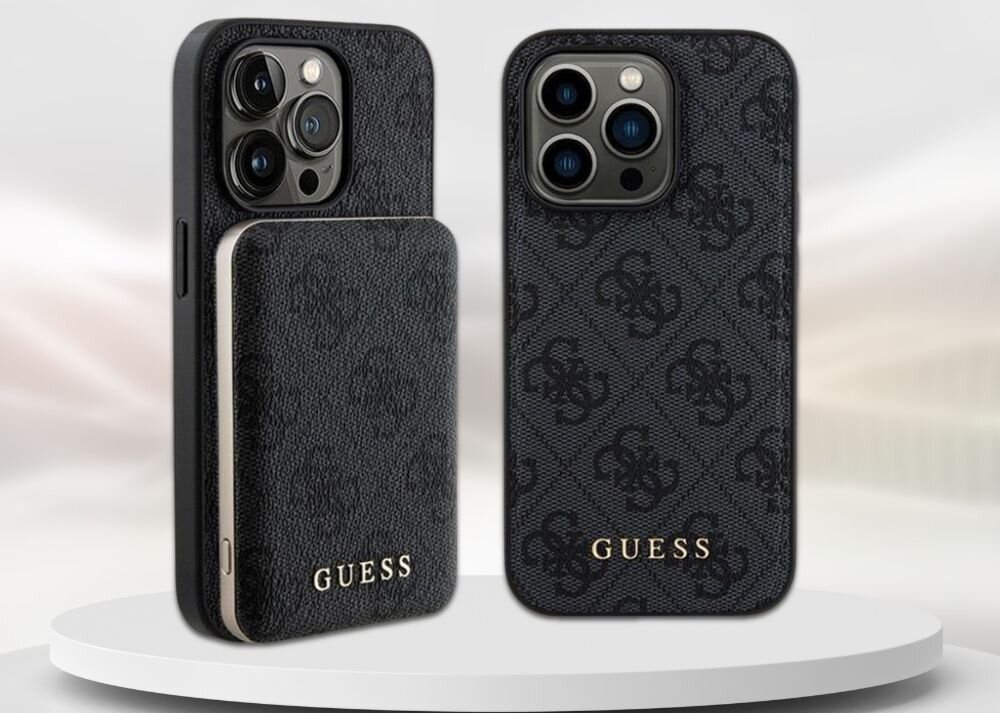 Etui GUESS 4G Metal Logo + powerbank ochrona ladowanie styl funkcjonalnosc telefon smartfon guess top marka ekskluzywnosc