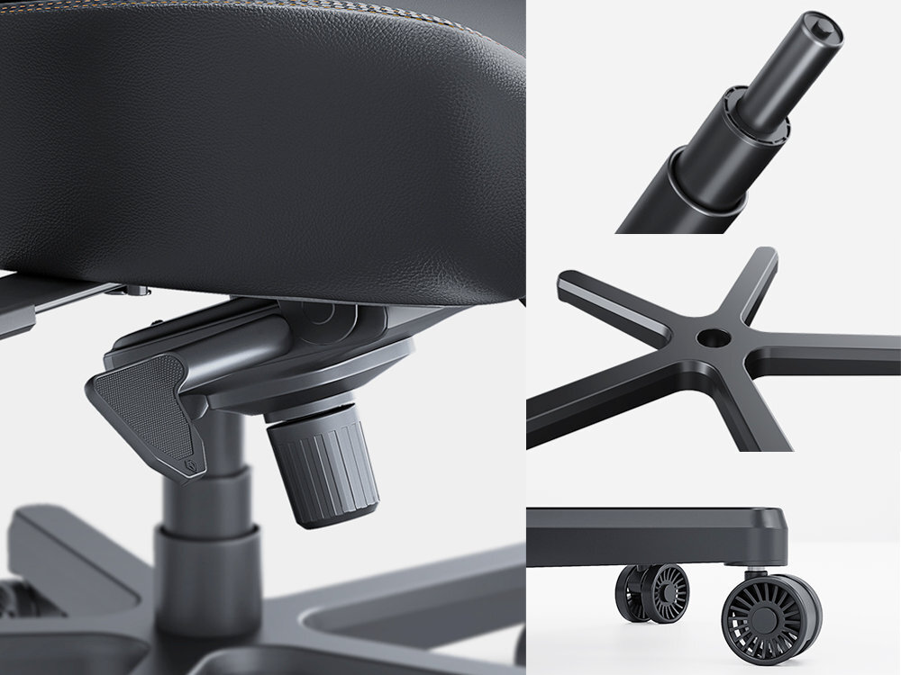 ANDA SEAT Kaiser 3 Podnośnik gazowy klasy 4 certyfikatem SGS aluminiowa baza poliuretanowe kółka King Size