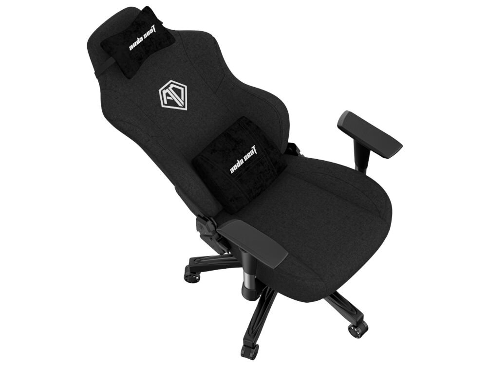 Fotel ANDA SEAT Phantom 3 L Czarny prezentacja fotela od góry i jego podłokietników 2D na białym tle ergonomiczne podłokietniki regulacja w dwóch kierunkach góra–dół i na boki powłoka z poliuretanu wygodne podparcie ochrona łokci i nadgarstków