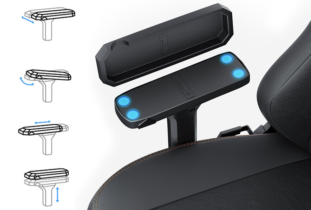 ANDA SEAT Kaiser 3 Metalowe podłokietniki 4D systemem MagSwap™ Magnetyczne nakładki blat