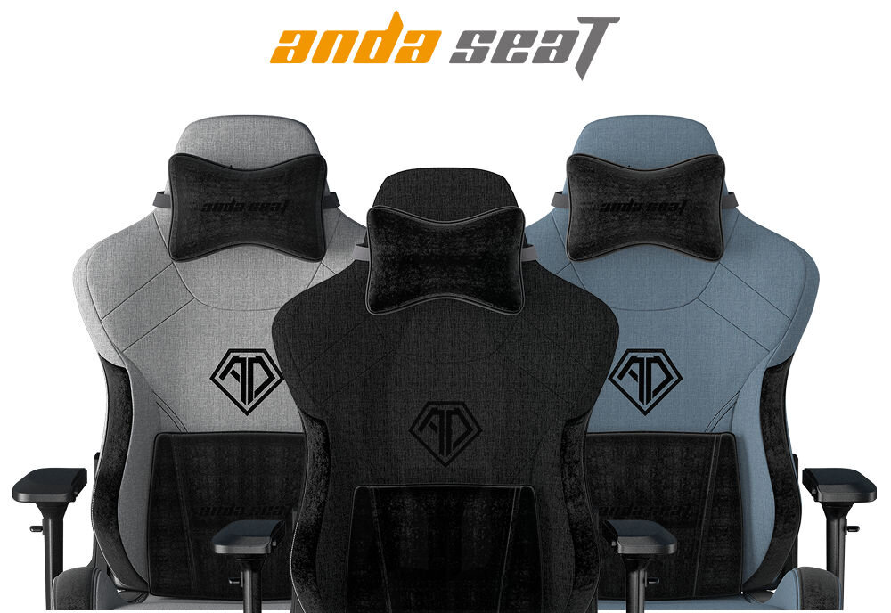 Fotel ANDA SEAT T-Pro 2 XL Czarny prezentacja fotela w trzech kolorystykach na białym tle