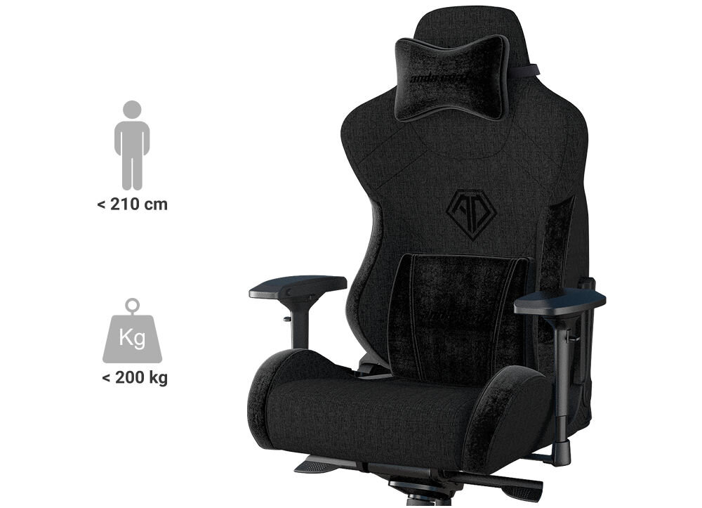 Fotel ANDA SEAT T-Pro 2 XL Niebiesko-czarny prezentacja fotela na białym tle do 210 cm do 200 kg solidna stalowa rama trwałość bezpieczeństwo ergonomia