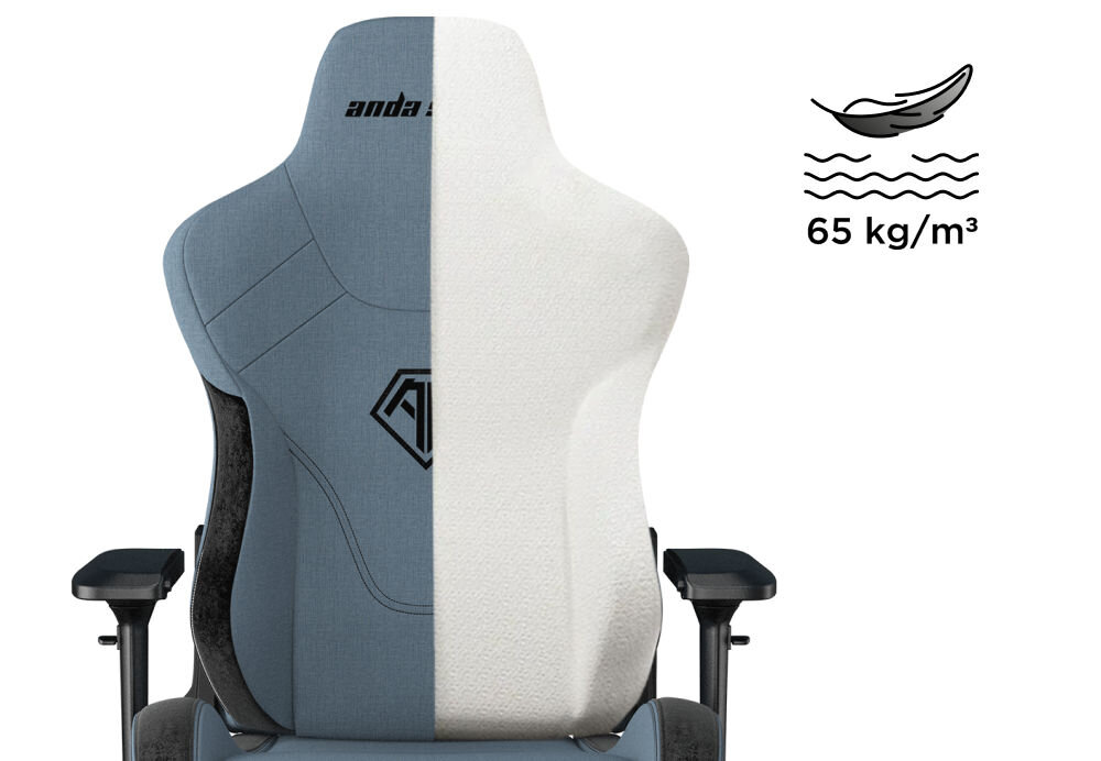 Fotel ANDA SEAT T-Pro 2 XL Niebiesko-czarny prezentacja wnętrza fotela pianki Memory Foam 65 kg/m3 na białym tle dopasowanie do kształtu ciała długotrwały komfort