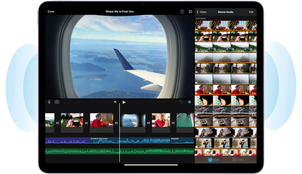 Tablet APPLE iPad Air 11 6 gen. 2024 1 TB Wi-Fi Gwiezdna szarość 2 mikrofony głośniki stereo 2 razy więcej basów