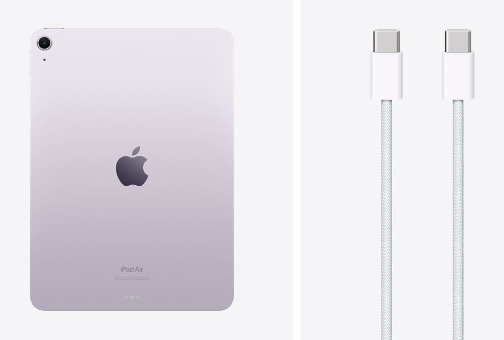 Tablet APPLE iPad Air 13 6 gen. 2024 512 GB Wi-Fi Fioletowy przewód zasilający USB‑C/USB-C instrukcja obsługi karta gwarancyjna