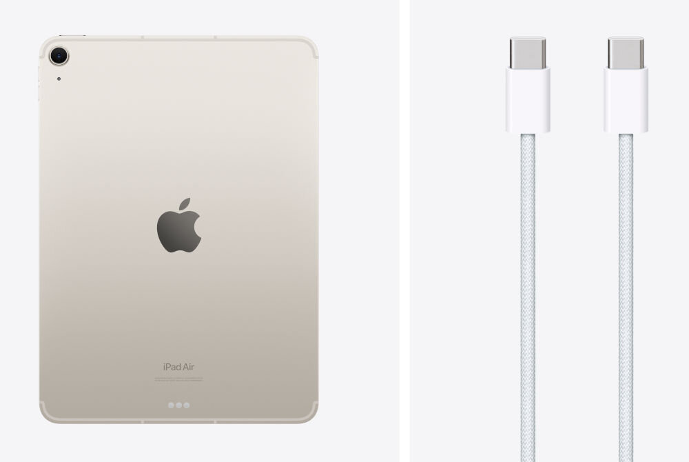 Tablet APPLE iPad Air 11 6 gen. 2024 1 TB 5G Wi-Fi Księżycowa poświata przewód zasilający USB‑C/USB-C instrukcja obsługi karta gwarancyjna