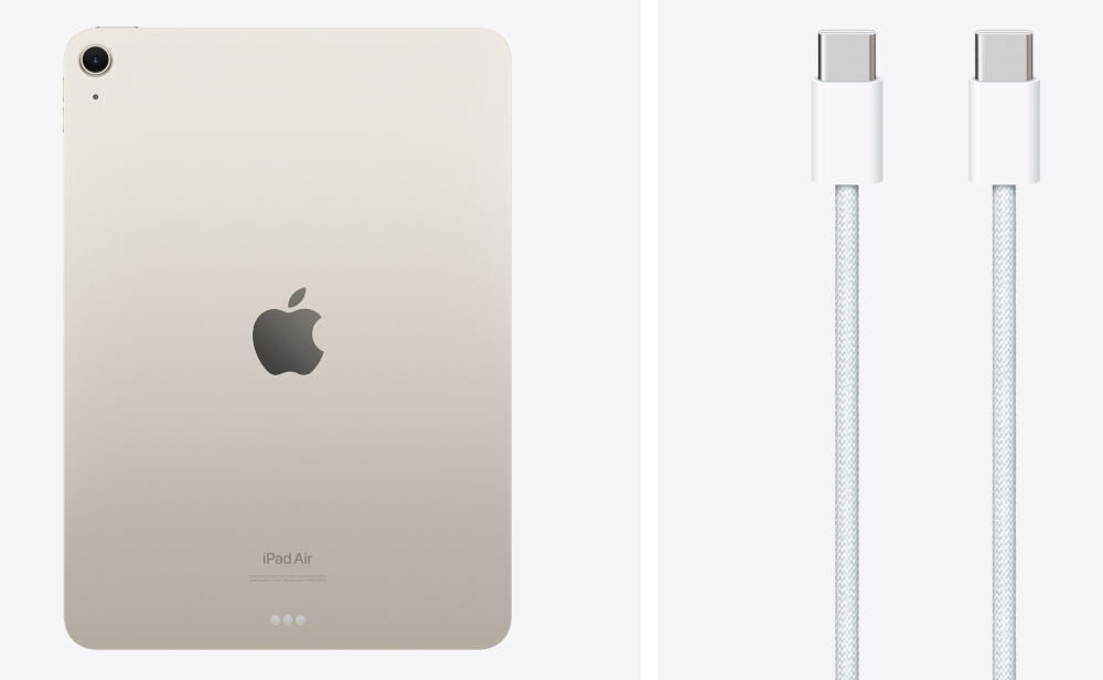 Tablet APPLE iPad Air 13 6 gen. 2024 512 GB Wi-Fi Księżycowa poświata przewód zasilający USB‑C/USB-C instrukcja obsługi karta gwarancyjna
