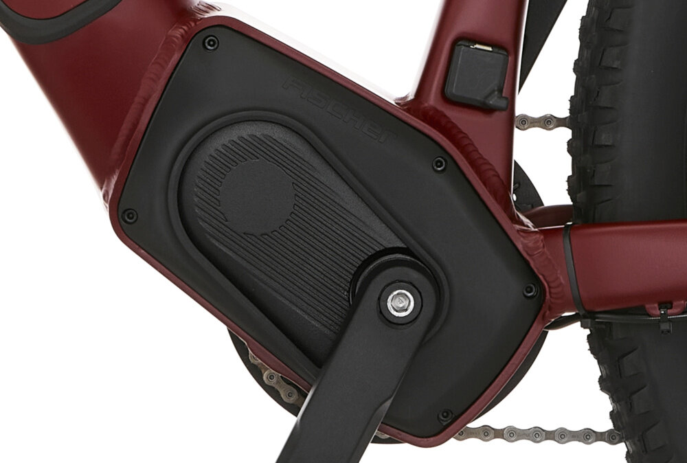 Rower elektryczny FISCHER Montis 7.0i M18 29 cali męski Purpurowy mos komfort moment obrotowy 90 Nm silnik Brose Drive T MAG moc 250 W umieszczony centralnie w suporcie plnne wsparcie