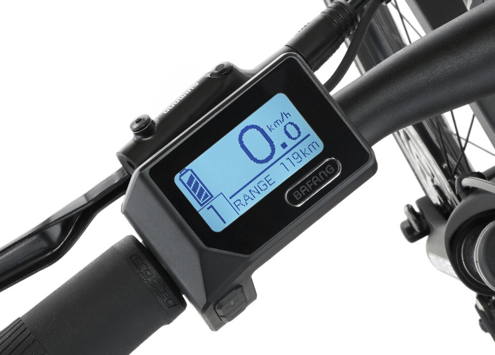 Rower elektryczny FISCHER Viator 4.2i D18 28 cali damski Czarny zaawansowany komputer pokladowy monitorowanie kluczowych parametrow jazdy modul Bluetooth aplikacja mobilna Fischer e-connect asystent prowadzenia