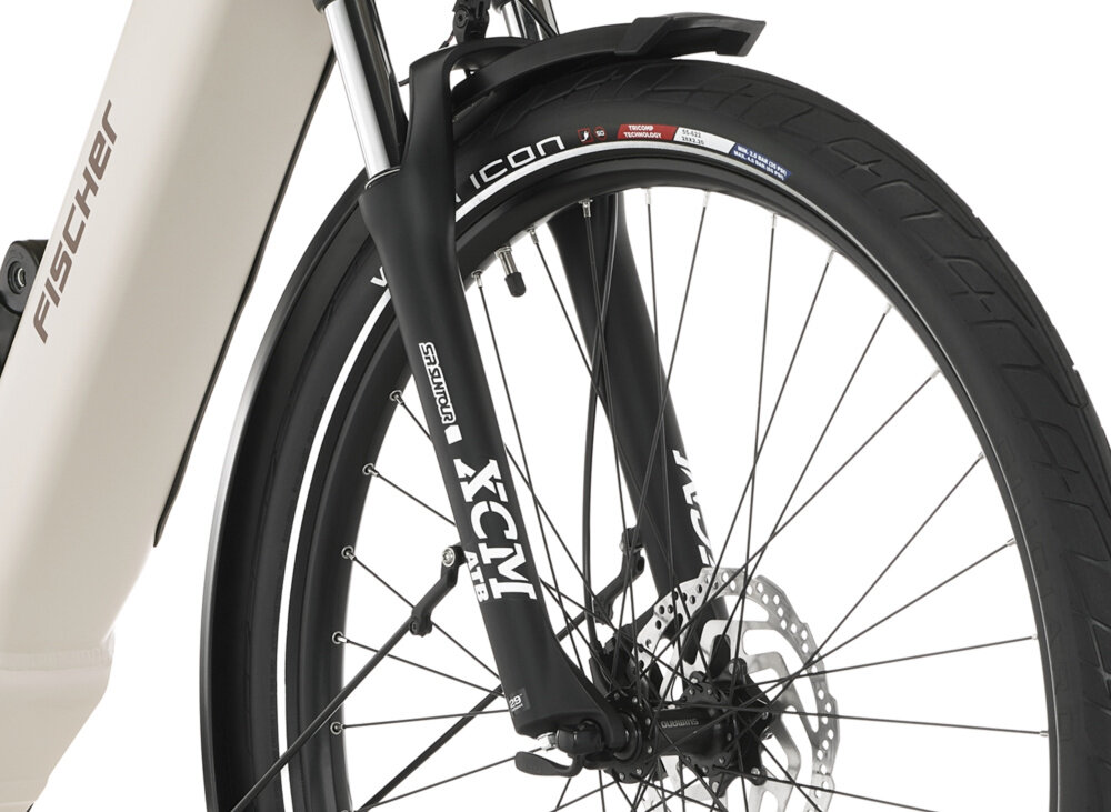 Rower elektryczny Viator 7.0i D18 28 cali damski Szary kola 28-calowe ogumienie Vredestein Icon szybkie osiagniecie docelowej predkosci latwe pokonywanie przeszkod szeroki opony gleboki bieznik regularne sprawdzanie cisnienia powietrza wartosc na bocznej czesci opony