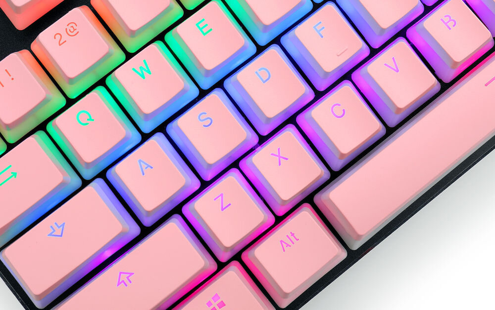 Klawisze REDRAGON A130 PBT Doubleshot Różowy104 nakładki standardowy układ US ANSI kompatybilność z większością klawiatur mechanicznych
do klawiatur pełnowymiarowych tenkeyless