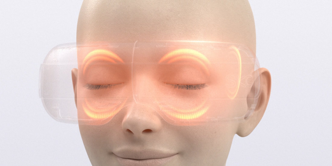 Masażer do oczu SKG E3 Pro Niebieski Kojący kompres cieplny terapeutyczny kompres cieplny regeneracja stany zapalne ulga oczy zatoki