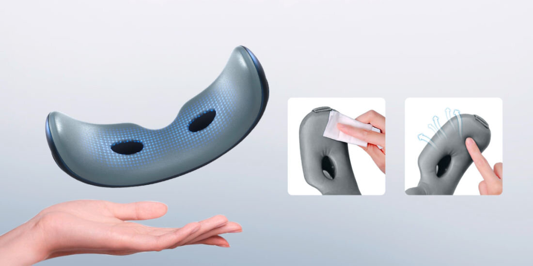 Masażer do oczu SKG E3 Pro Niebieski Komfortowy design wygoda użytkowanie okno wizyjne Regulowany pasek dopasowanie rozmiar głowy materiał