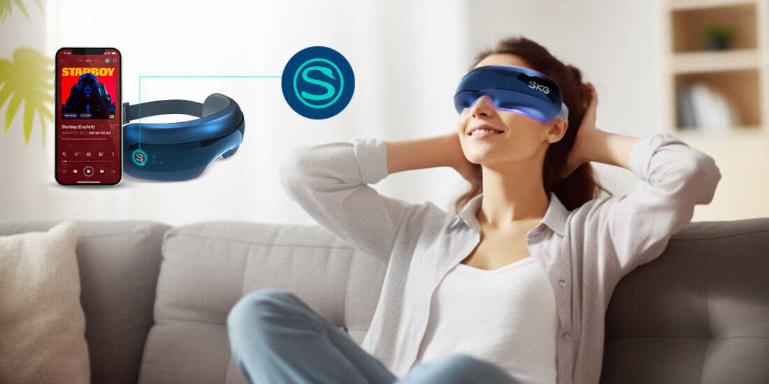 Masażer do oczu SKG E3 Pro Niebieski muzyka Bluetooth wbudowany odtwarzacz muzyki