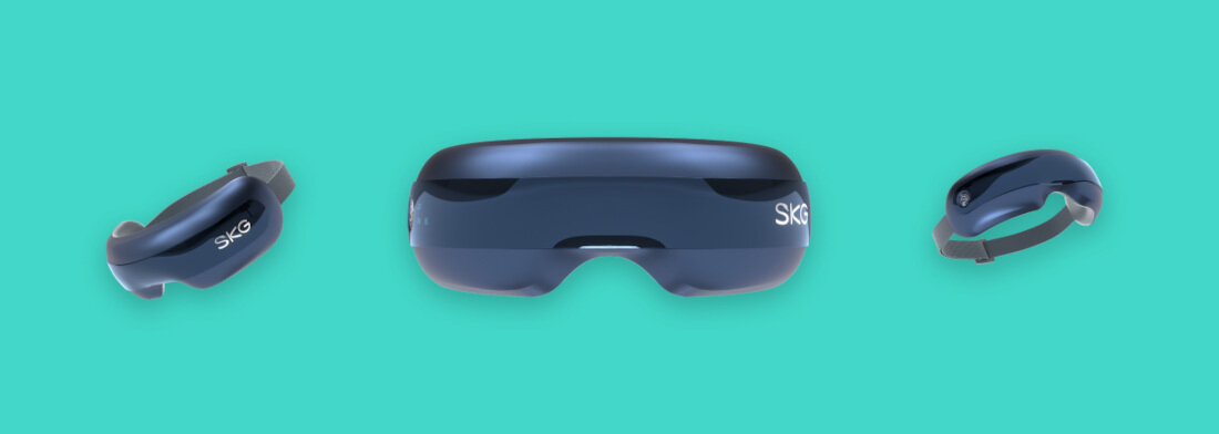 Masażer do oczu SKG E3 Pro Niebieski zestaw akcesoria komplet wyposazenie