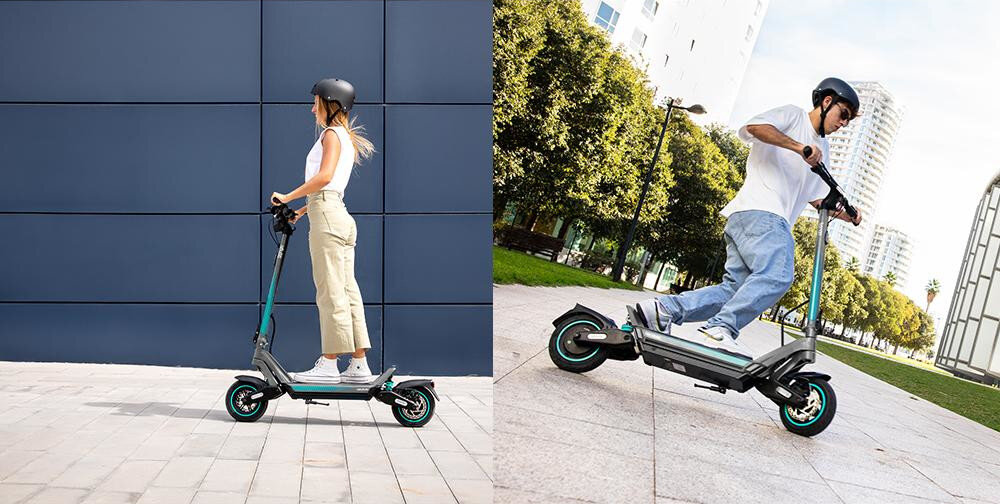 Hulajnoga elektryczna CECOTEC Bongo Y45 45km 350W Amortyzacja 10 Szary wyswietlacz duzy LED dotykowy minimalistyczna kierownica wysokosc 123 cm jazda w wyprostowanej pozycji antyposlizgowy material