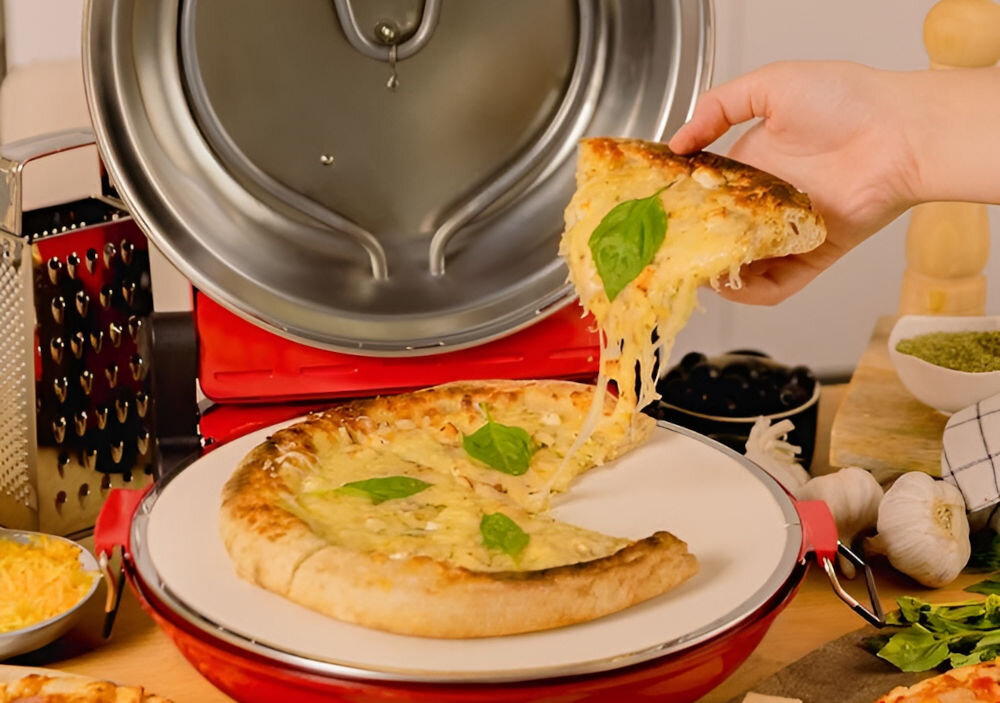 Piec do pizzy CECOTEC Fun Pizza&Co Mamma Mia średnica 32 cm Czerwony moc 1200 W średnica 32 cm wprawdziwa włoska pizza chrupiąca skórka miękkie wnętrze kulinarne przygody profesjonalne efekty
