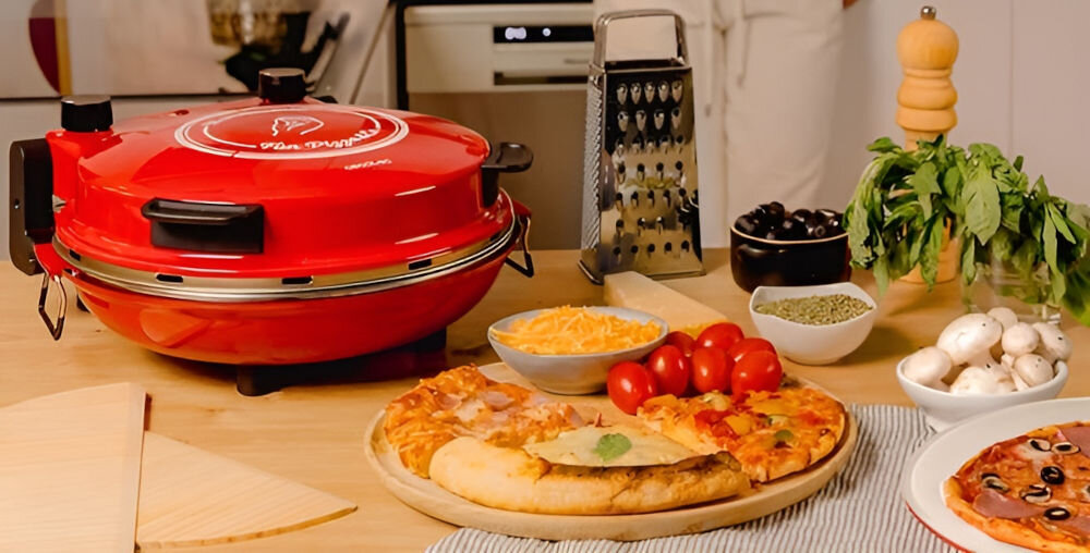 Piec do pizzy CECOTEC Fun Pizza&Co Mamma Mia średnica 32 cm Czerwony maksymalna temperatura 420 stopni w zaledwie 3 minuty błyskawiczne przygotowanie pizzy szybkie efektywne pieczenie do pizzy inne dania intensywne nagrzewanie