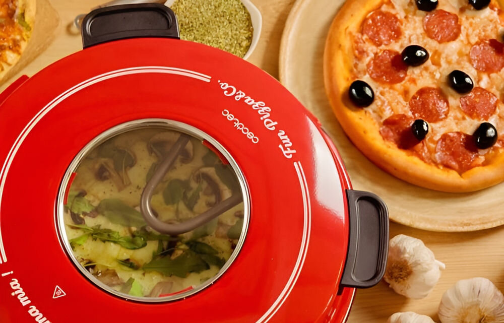 Piec do pizzy CECOTEC Fun Pizza&Co Mamma Mia Vista średnica 32 cm Czerwony dla miłośników pizzy smak autentycznych potraw moc 1200 W szybkie proste przyjemne przygotowywania dań profesjonalne rezultaty idealna pizza praktyczne rozwiązania niezastąpiony pomocnik