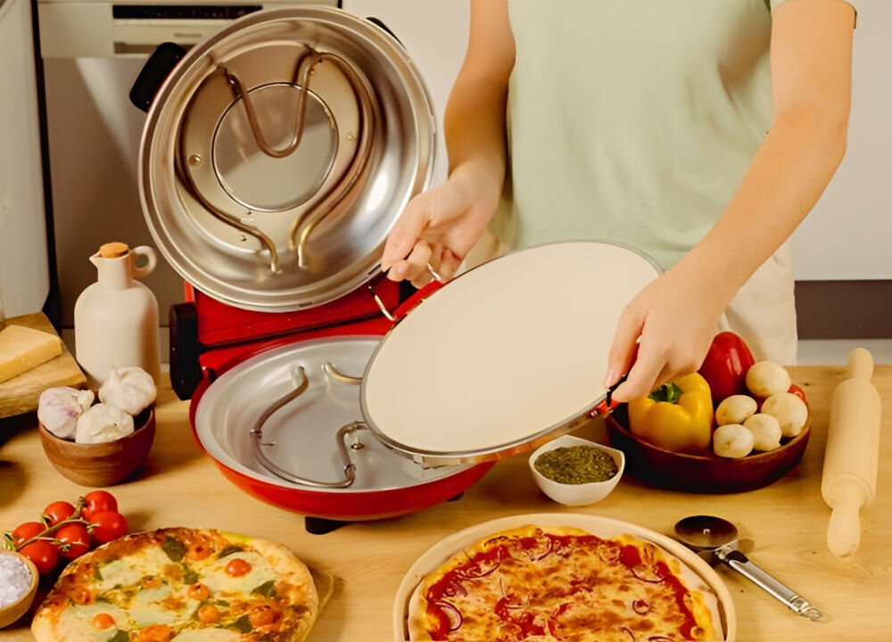 Piec do pizzy CECOTEC Fun Pizza&Co Mamma Mia Vista średnica 32 cm Czerwony każdy miłośnik pizzy wysoka moc praktyczne funkcje prostota obsługi tradycyjna margherita eksperymentalne kompozycje doskonałe rezultaty smak jakość zachwyt każdą pizzą