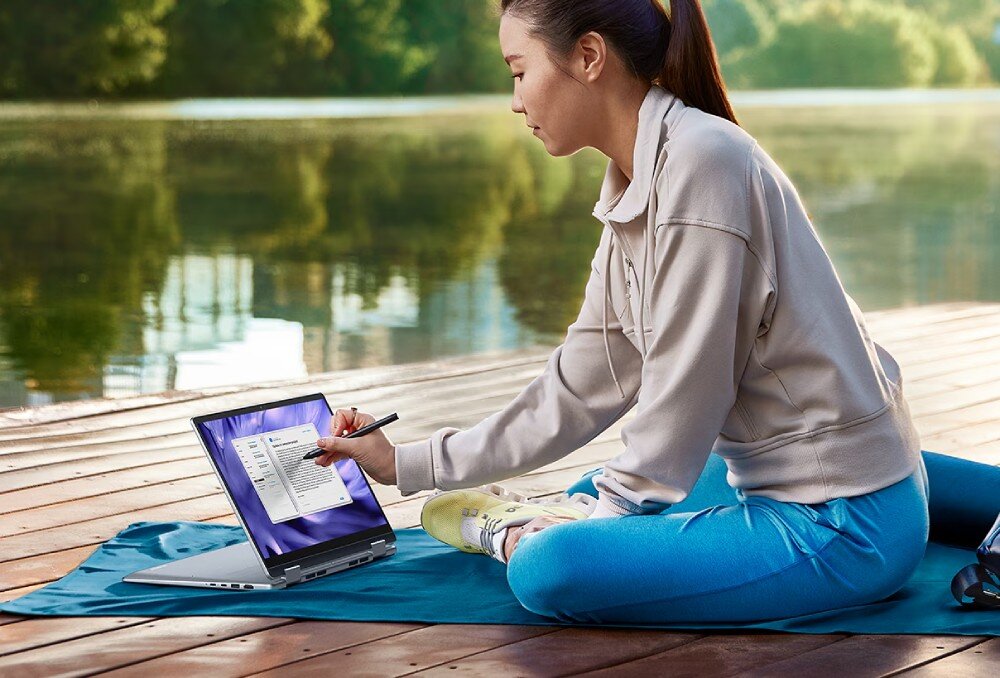 Laptop DELL Inspiron 7440-7401 14 Core 5 120U 8GB RAM 512GB SSD Windows 11 Home przeznaczenie zawias tryby ekran dotykowy obsługa