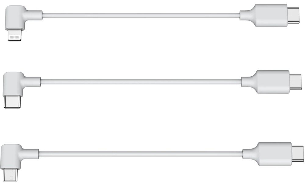 Zestaw kabli POTENSIC para przewodowa kończąca się złączeniem USB-C i Lightning, pokazująca kabel z obustronnym narożnikiem wtykowym