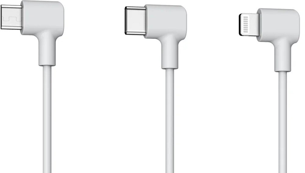 Zestaw kabli POTENSIC zestaw trzech złącz L w kącie 90 stopni z kablem identycznym przekrojem i końcówkami Lightning, USB-C oraz USB-C