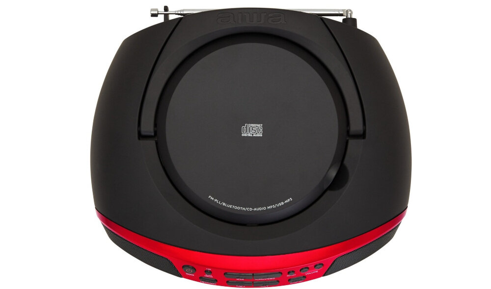 Radioodtwarzacz AIWA BBTU-400RD - Zabierz muzykę ze sobą, Radioodtwarzacz od góry na białym tle