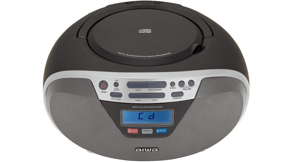 Radioodtwarzacz AIWA BBTU-400SL - Dobra jakość odsłuchu, Radioodtwarzacz od frontu na białym tle