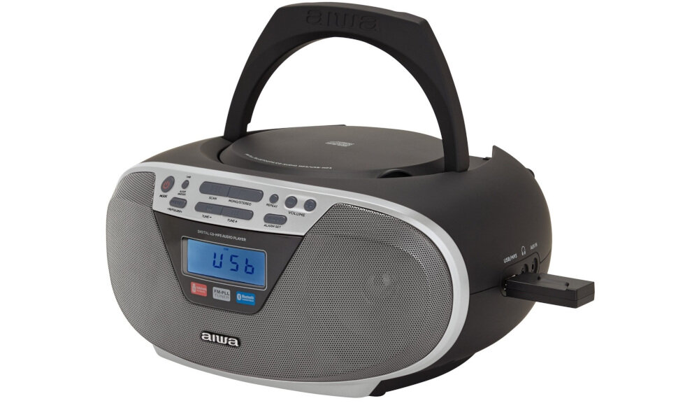 Radioodtwarzacz AIWA BBTU-400SL - Wszystko pod kontrolą, Radioodtwarzacz po skosie na białym tle