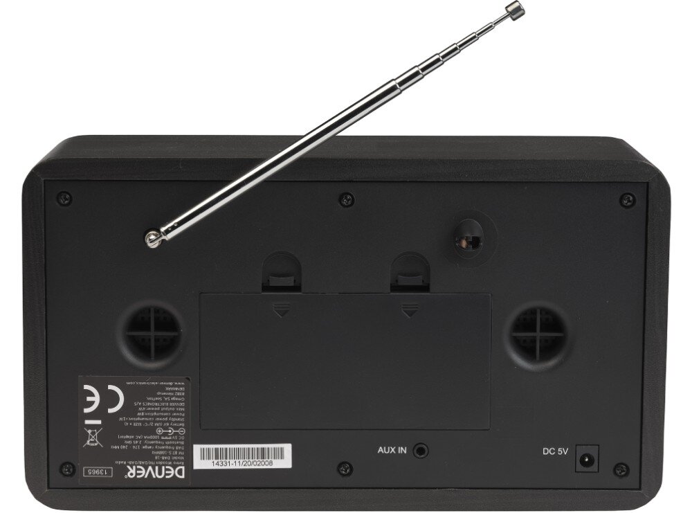 Radio DENVER DAB-18 Cyfrowe Przenośne Czarny łączność Bluetooth wejście AUX zegar budzik