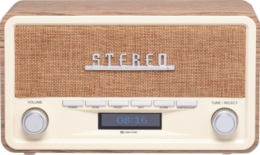 Radio DENVER DAB-18 Cyfrowe Przenośne Brązowo-biały zasilanie sieciowe baterie