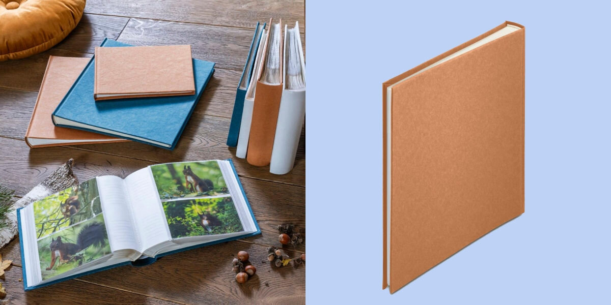 Album HAMA Wrinkled 30x30 Brązowy (80 stron)
więcej niż tylko zdjęcia, białe strony albumu, miejsce na bilety, rysunki i inne pamiątki, dobry do scrapbooków,
otwarty album, produkt na niebieskim tle