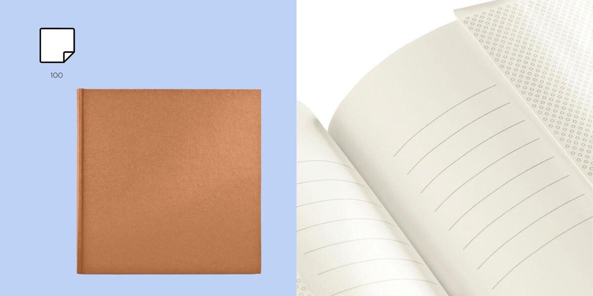 Album HAMA Wrinkled 10x15 Brązowy (100 stron)
miejsce na etykietę i notatki, pole notatek, album na niebieskim tle, zbliżenie na pole notatek