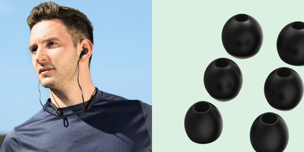 Słuchawki dokanałowe HAMA Freedom Neck II Redukcja hałasu - mezczyzna z sluchawkami w uszach