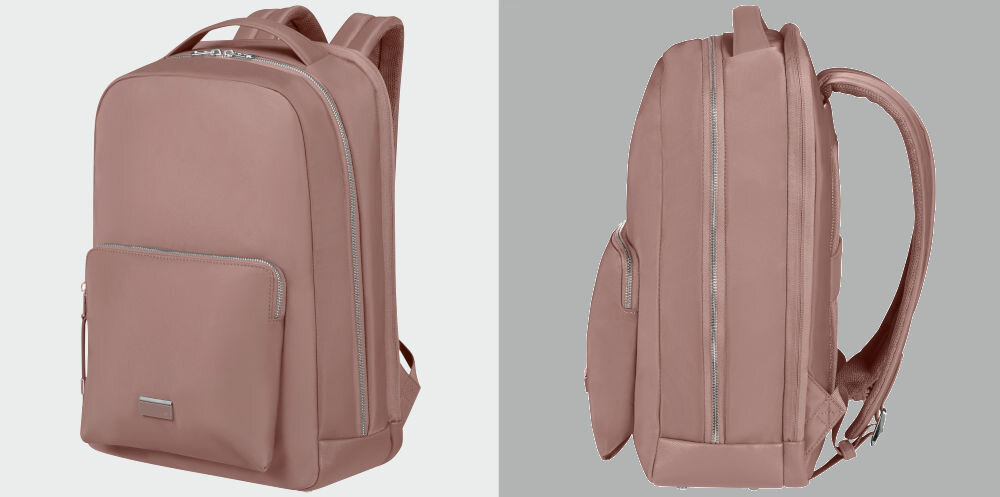 Plecak na laptopa SAMSONITE Be-Her 15.6 cali Różowy
praktyczna organizacja, kompaktowe wymiary ok. 39 x 29 x 13 cm, pojemność 18,2 litra, waga ok. 0,8 kg,
dodatkowe przegrody na dokumenty oraz drobne akcesoria,
jasne tło, plecak pod lekkim skosem, szare tło, plecak od boku