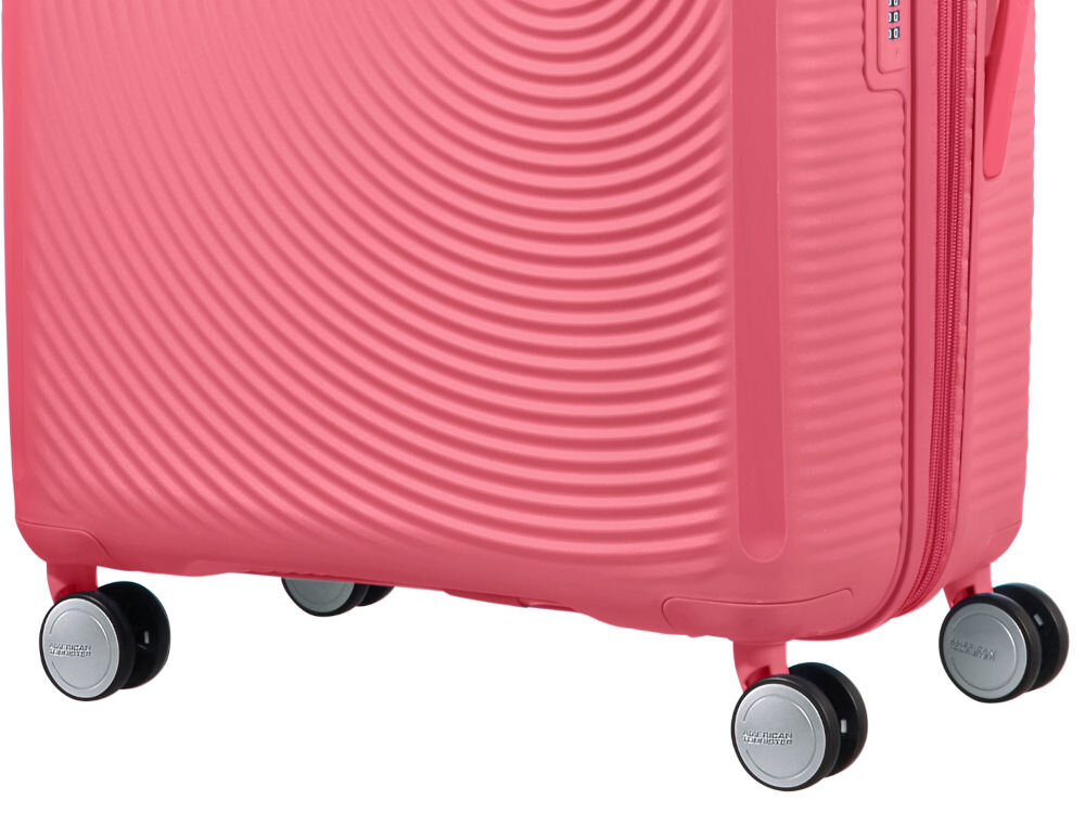Walizka AMERICAN TOURISTER SoundBox 67 cm różowy cztery obrotowe kółka teleskopowa rączka płynny ruch i komfort podczas podróży
