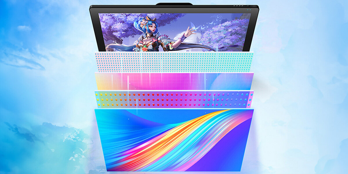 Tablet graficzny BOSTO BT-16HD 2024 szkło hartowane brak przestrzeni powietrznej pomiędzy szkłem a panelem LCD rozdzielczość wejściowa dotyku 5080 LPI krótki czas reakcji > 220 RPS