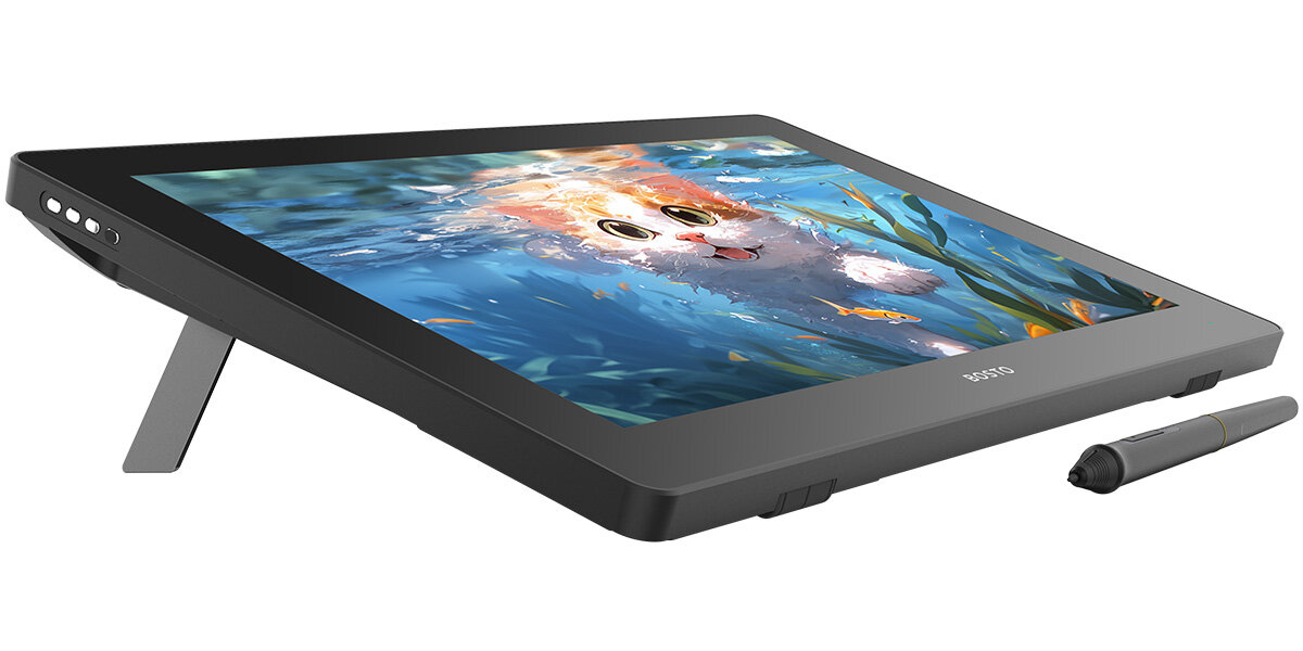 Tablet graficzny BOSTO BT-16HD 2024 rozkładane nóżki regulacja kąta nachylenia od 0° do 19°