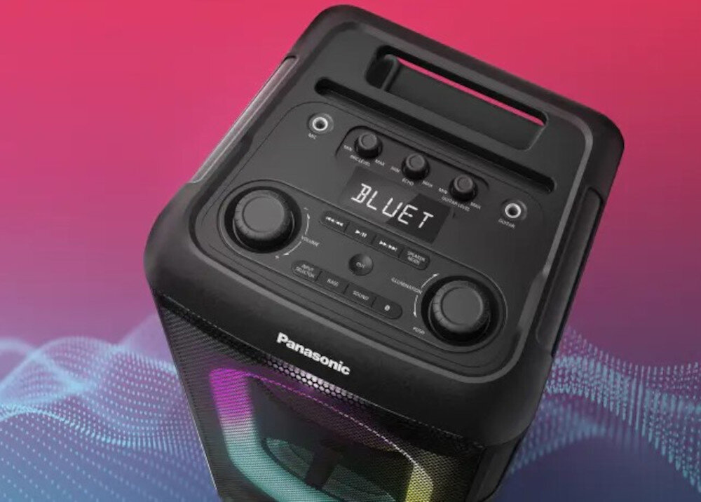 Power Audio PANASONIC SC-TMAX45 intuicyjne przyciski pokrętła ekran LED, kadr power audio na interfejs