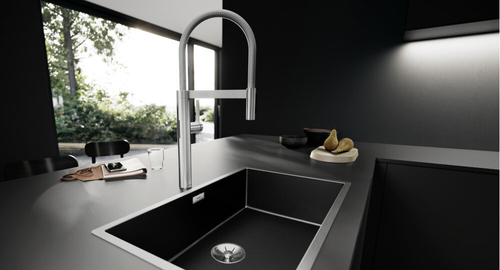 BATERIA KUCHENNA BLANCO Culina-S II Sensor 527462 Stalowy wygląd całościowy baterii bateria stojąca kolor stal Jednodźwigniowa obrotowa wyciągana wylewka wygoda