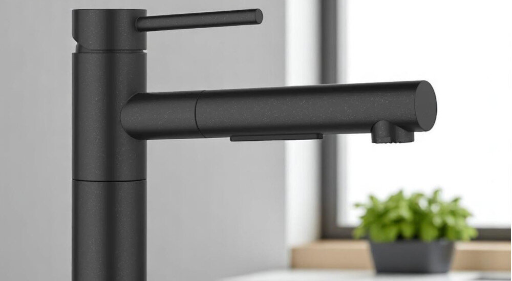 Bateria BLANCO Alta-S II 527546 Antracyt obrotowa wylewka 140° swoboda ruchu pełen zakres obrotu kierowanie strumienia wody Większy promień działania większy komfort pracy