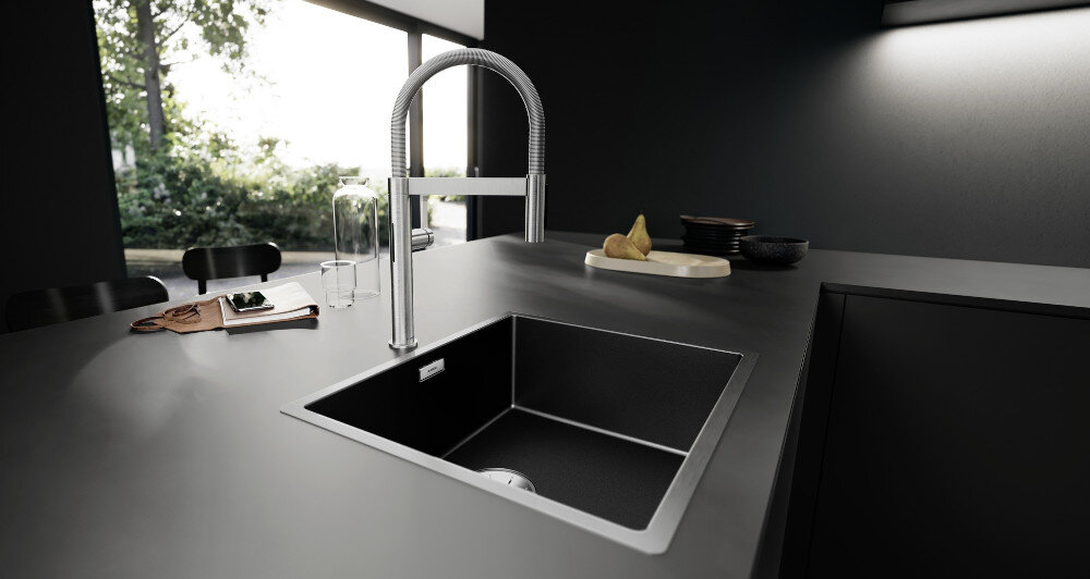 BATERIA KUCHENNA BLANCO Culina-S II Mini 527469 stalowa wygląd całościowy baterii bateria stojąca kolor stal Jednodźwigniowa obrotowa wyciągana wylewka wygoda