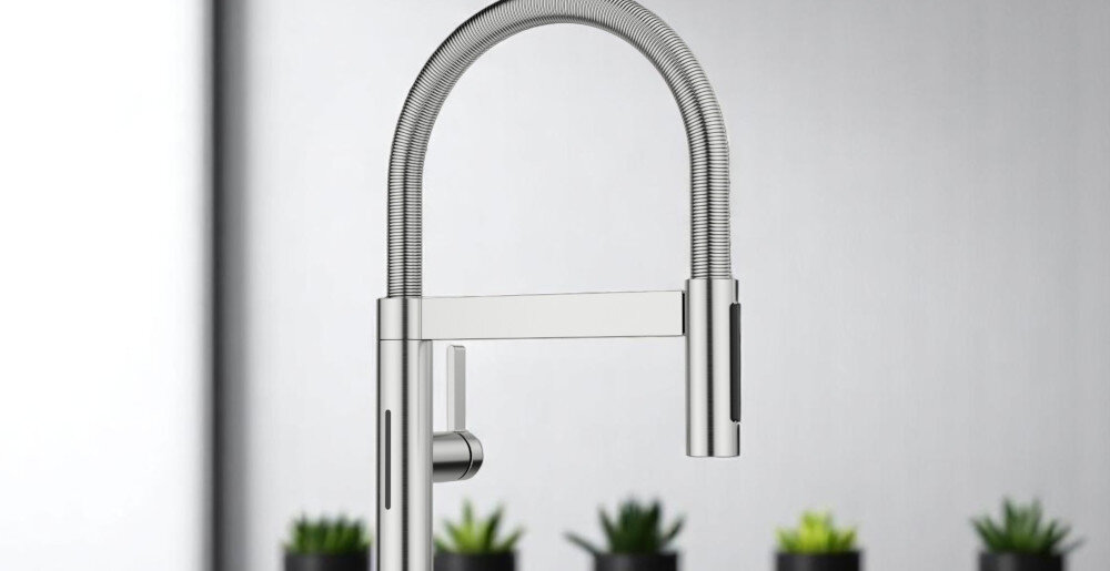 Bateria BLANCO Culina-S II Mini Sensor 527466 Stalowy kuchnia zlewozmywak mycie jabłek woda wylewka zbliżenie obracana wyciągana obracana wylewka wyciągana swoboda ruchu wygoda