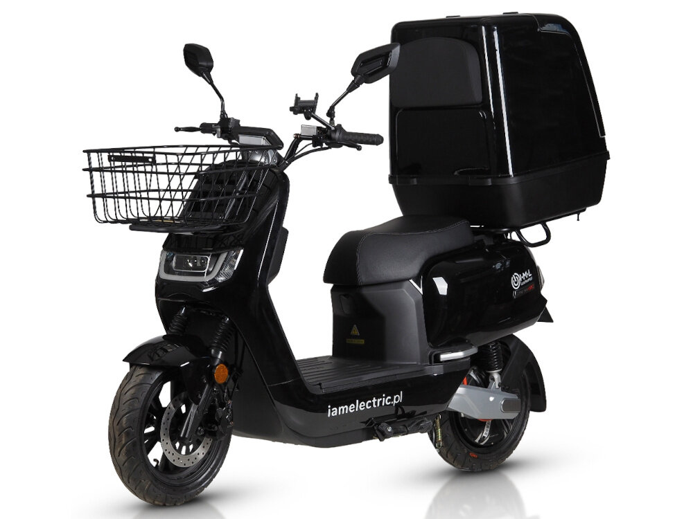 Skuter elektryczny IML Sunra Robo-SC Delivery Czarny srodek codziennego transportu ekologiczny duzy zasieg wydajne zasilanie