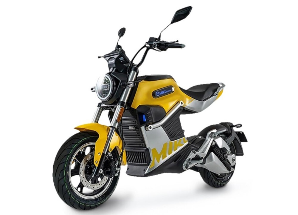 Motocykl elektryczny IML Miku Super Sunra Żółty aplikacja SUNRA wygoda kontrola zdalne sterowanie blokada skutera wlaczenie zaplonu otworzenie schowka pod siedzeniem